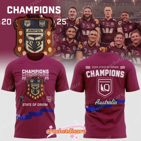 Discover Queensland Maroons 2025 State Of Origin Champions 3D Shirt