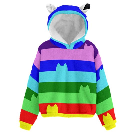 Rainbow Cat Stripes hoodie - Cat Hoodie - Dollhouse