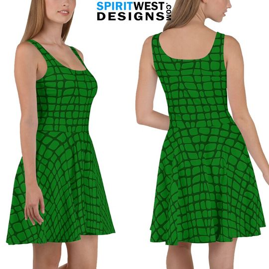 Crocodile Alligator Costume Skater Dress | Reptile Cosplay Halloween Costume | Dance RunDisney Costume Activewear