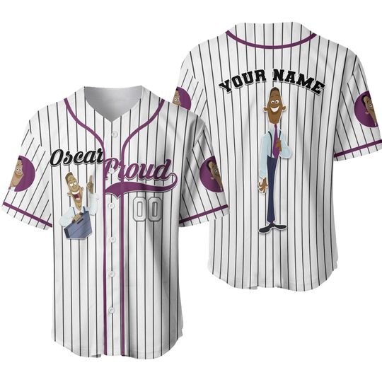 Personalize Oscar Proud Jersey Violet Dark White, The Proud Family Baseball Jersey, Movie Cartoon Funny Gift For Fans, Custom Name Shirt