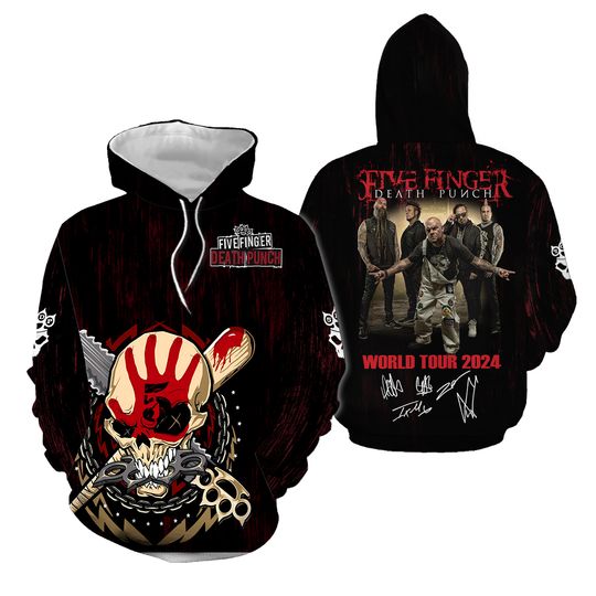 3d hoodie US size, Five Finger Death Punch World Tour 2024 hoodie