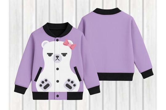 Discover Mira Purple Bear Baseball Jacket, Kpop Group Women Jacket, Mira Bear Youth Baseball Jacket, Anime Kpop Costume, Halloween Gift