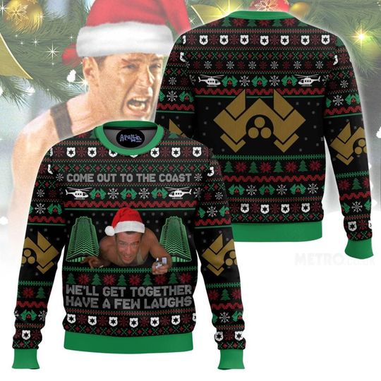 Discover Come Out To The Coast Well Get Together Have A Few Laughs Die Hard Ugly Sweater, Movie Holiday Party Outfit