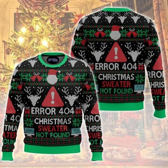 Error 404 Funny Xmas Not Found Ugly Christmas Sweater, Christmas Programmer Shirt