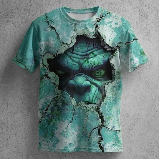Discover Halloween Men_s Optical Illusion Zombies 3D Horror Party Street 3D T-Shirt3