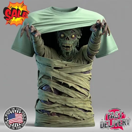 Halloween Optical Illusion Zombies Horror Party Street 3D T-Shirt
