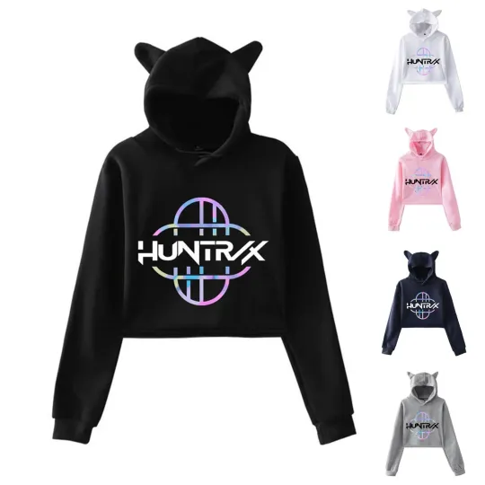 Huntrix KPop Demon Hunters Cat Ear Crop Hoodie for Women