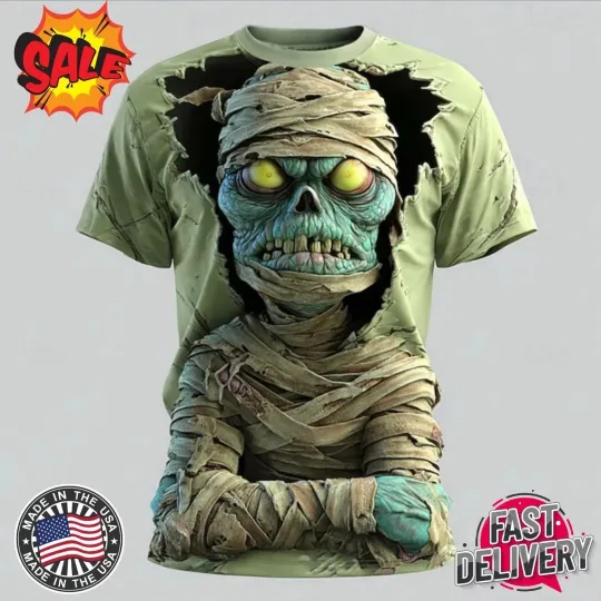 Discover Halloween Men_s Optical Illusion Zombies -2 Horror Party Street 3D T-Shirt