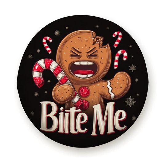Discover Christmas Spare Tire Cover  Bite Me Gingerbread Man | Jep Wrangler, SUV & Camper Tire Cover | Holiday Gag Gift | Backup Camera Option