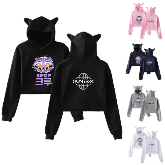 KPop Demon Hunters Cat Ear Cropped Hoodie for Women