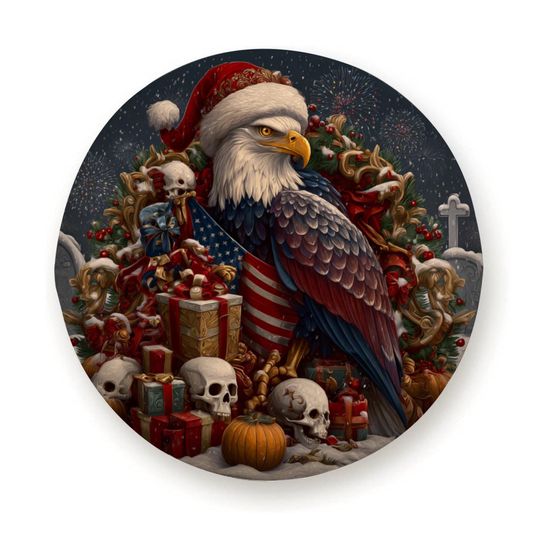 Patriotic Skull Christmas Spare Tire Cover for Jeep