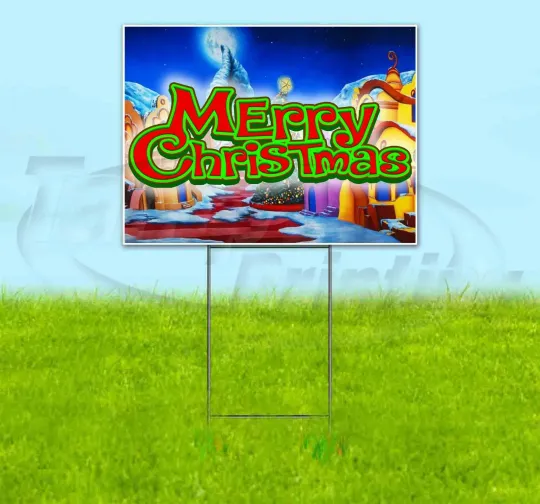 Discover MERRY CHRISTMAS 18x24 Yard Sign Corrugated Plastic Bandit Lawn USA HOLIDAYS