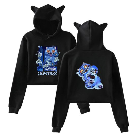 2025 Cross-border K-Pop Demon Hunters Cat Ear Crop Hoodie for Women