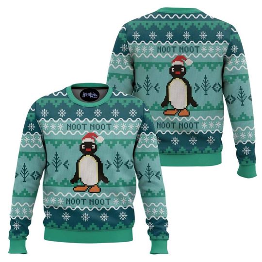 Penguin Christmas Sweater Funny NOOT NOOT Meme Holiday Knit Jumper Festive Outfit 2025