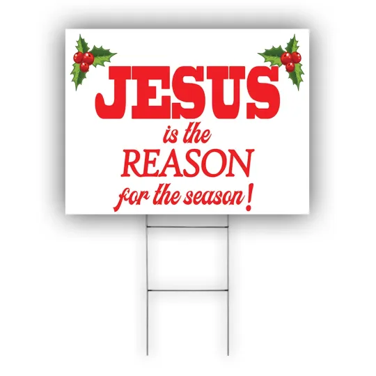 Jesus is The Reason For The Season Merry Christmas Lawn  Coroplast Yard Sign