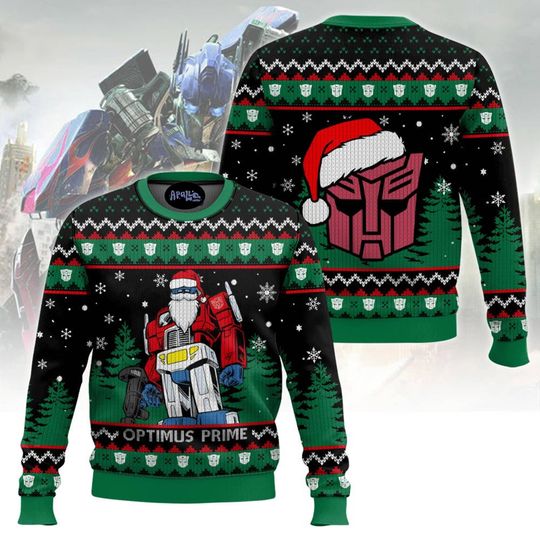 Optimus Prime Transformers Christmas Sweater Funny Holiday Jumper Autobots Outfit 2025