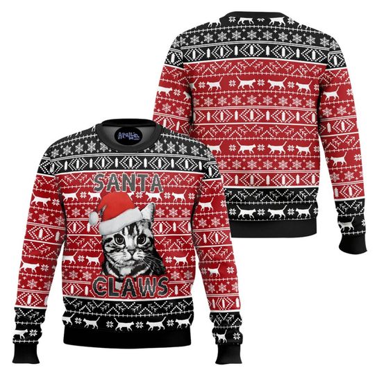 Discover Funny Santa Claws Cat Christmas Sweater Holiday Pullover Pet Lover Festive Outfit 2025