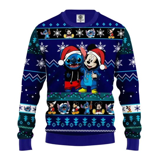Discover Ugly Christmas Sweater – Blue Stitch Mice Design, Great Gift Idea