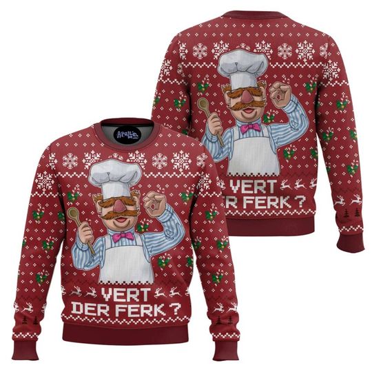 Discover Swedish Chef Muppets Ugly Christmas Sweater, Funny Der Ferk Meme Pullover Christmas Sweatshirt, Gift for Family 2025