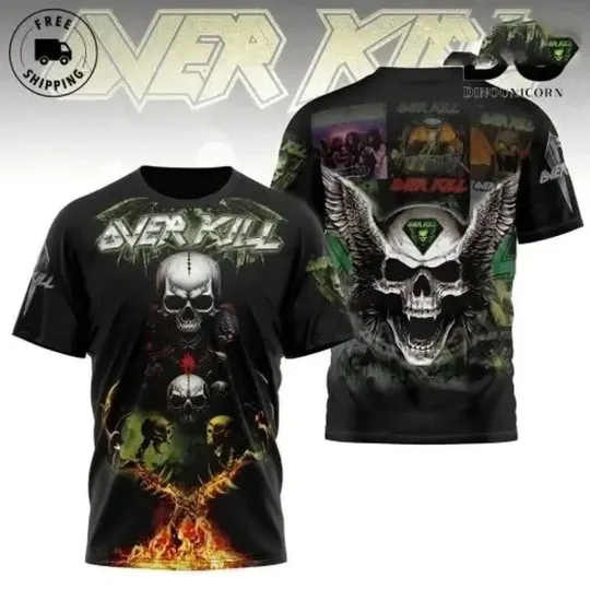Discover Overkill Metal Band Album Cover 3D AOP T Shirt Full Size S-5XL