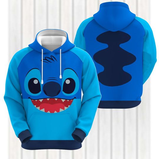 Discover Halloween Stitch Cosplay 3D Hoodies, Disney Blue Cartoon Hoodie, Lilo & Stitch Costume Party, Funny Stitch For Lovers