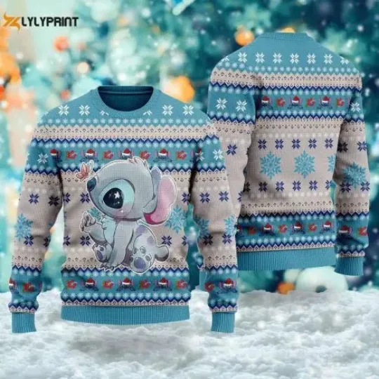 Discover Cute Stitch Ugly Christmas Shirt & Ohana Alien Sweater for Men