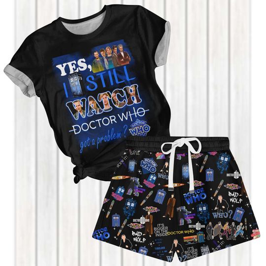 Doctor Who Pajama Shirt And Shorts, Dr Who Tshirt, Police Box Shorts For Women, Tardis Doctor Who Shirt, TV Series Shirts For Men Women