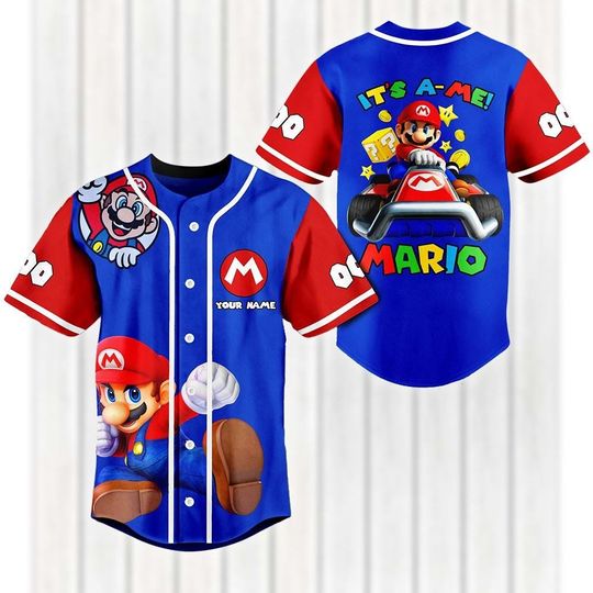 Custom Super Mario Baseball Jersey, Mario Bros Baseball Shirt, Game Characters Jersey Shirt, Luigi Bowser Jersey Men, Mario Fan Gifts