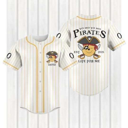 Discover Custom Pooh Pirates Baseball Jersey, Winnie Pooh Jersey Shirt, Disneyland Team Jersey Shirt, Funny Pooh Bear Jersey For Kids