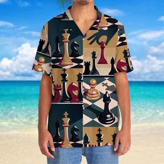Discover Chess Retro Hawaiian Shirt, Funny Hawaiian Shirt for Players, Chess Beach Shirt Men, Board Game Shirt For Vacation, Summer Trip Gifts