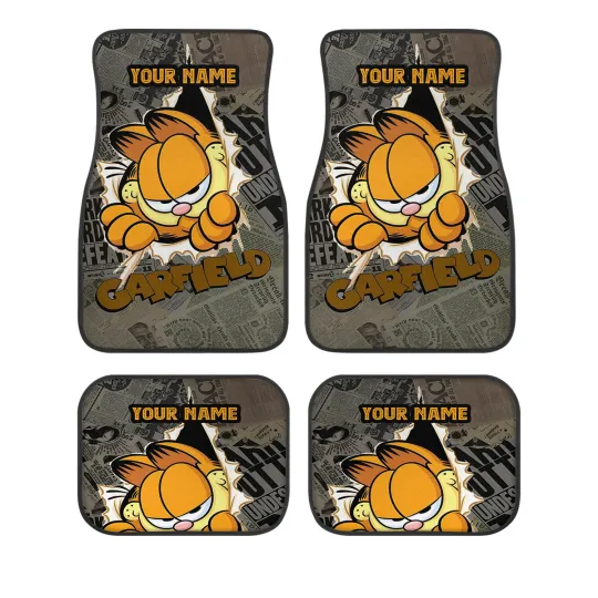Garfield Car Floor Mats Set, 4 pcs, Universal Fit, Cartoon Auto Interior Accessories