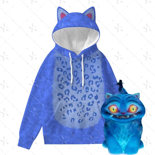 Anime Demon Hunter KPop Derpy Cosplay Cartoon Tops Headwear Tiger Ears Blue Hoodie Carnival Party Outfits Popular Funny Tops