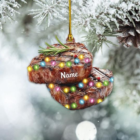 Discover Personalized Beefsteak Ornament, Beefsteak Christmas Ornament, Cooking Ornament, Restaurant Ornament Decor, Kitchen Ornament TD-1104-88ZL