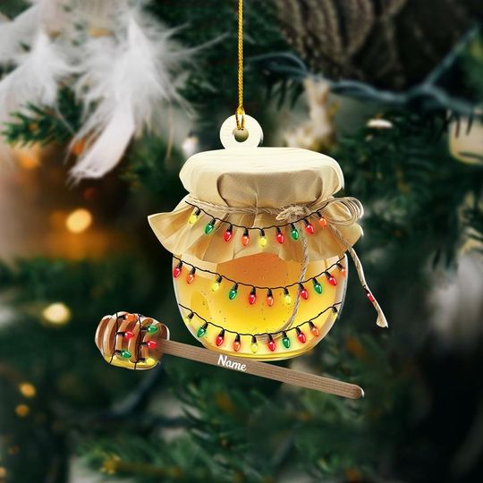 Discover Custom Honey Jar Ornament, 2D Flat Honey Jar Christmas Ornament, Chef Ornament, Food Lovers Gift Cooking Ornament ID-1112-MM55