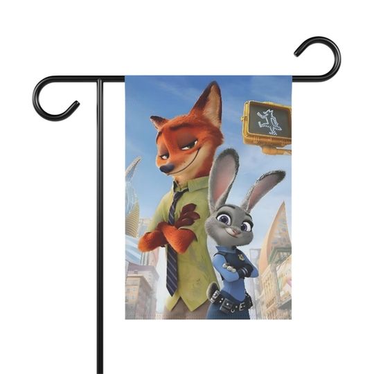 Discover Disney Zootopia featuring Nick (Fox) and Judy (Rabbit) Garden or Home Flag Banner