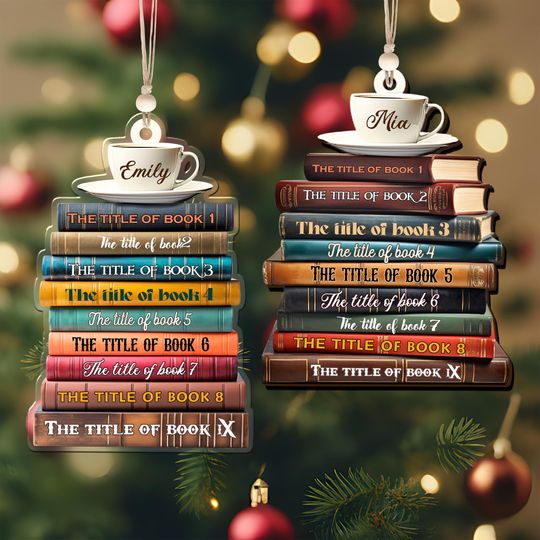 Discover Personalized Christmas Book Name Ornament, Book Lover Gift, Bookworm Gifts, 2025 Christmas Ornaments - Flat Printed Acrylic Ornament, CF163