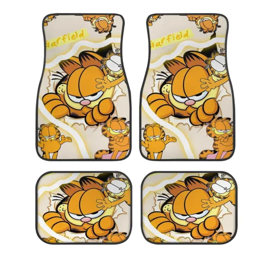 Garfield Car Floor Mats, Cartoon Cat Auto Accessories, Funny Comic Gift for Car Enthusiasts