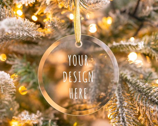 Glass Ornament Mockup, Christmas Ornament Mockup, Clear Ornament Mockup, Transparent Circle Ornament Mockup, Round Glass Ornament Mockup