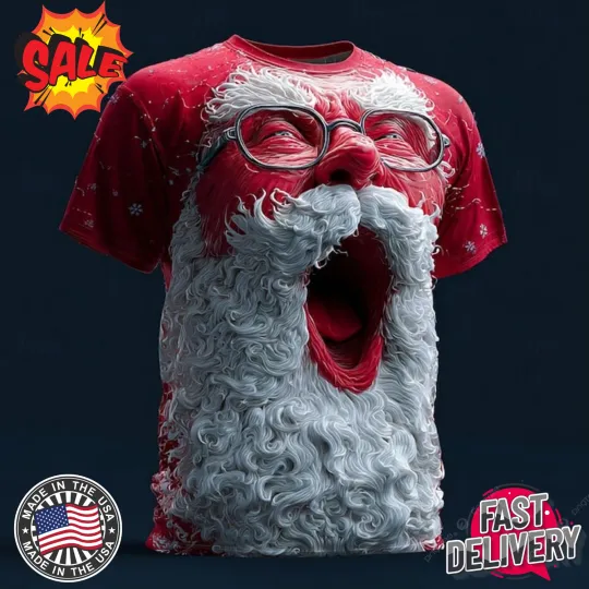 Discover Christmas Men's Santa Claus 3D Cartoon Vacation Party Street 3D T-Shirt