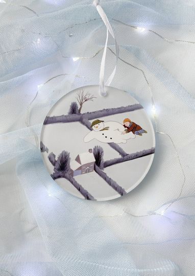 The Snowman Ornament | Acrylic Flying in the air childhood holiday movie illustration keepsake Christmas winter snow elf funny character winter snow