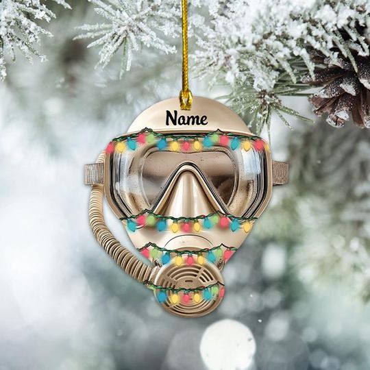 Discover Personalized Diving Mask Snorkel Ornament, Scuba Diving Christmas Ornament, Scuba Diver Ornament Gift, Underwater Xmas Ornament TD-1101-RJU3