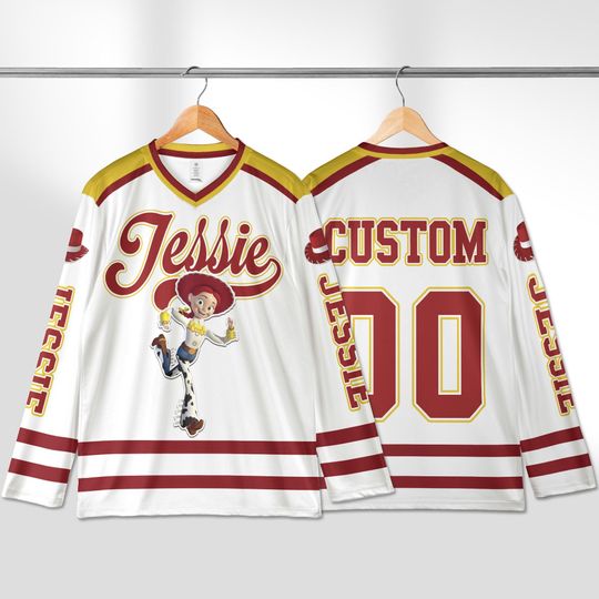 Discover Custom Jessie Hockey Jersey, Personalized Disney Toy Story Hockey Shirt, Classic Cartoon Team Outfit, Matching Family Disney Hockey