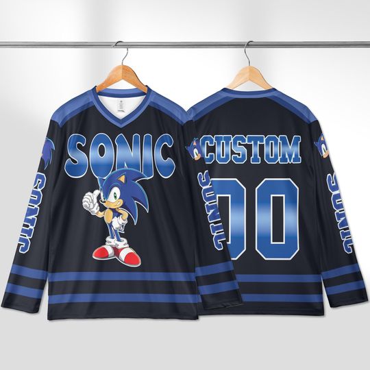 Discover Custom Sonic Hockey Jersey, Personalized Disney Sonic the Hedgehog Hockey Shirt, Matching Family Disney Hockey, Gift For Fans