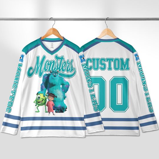 Discover Personalized Monsters Inc Hockey Jersey, Custom Disney Pixar Monster Shirt, Hockey Fan Lover Gift, Hockey Team Outfit