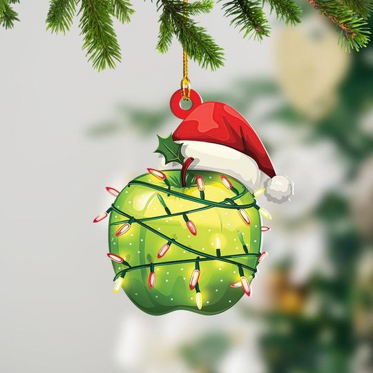 Discover Green Apple Christmas Lights Ornament, Green Apple Flat Hanging Ornament, Green Apple Xmas Gift