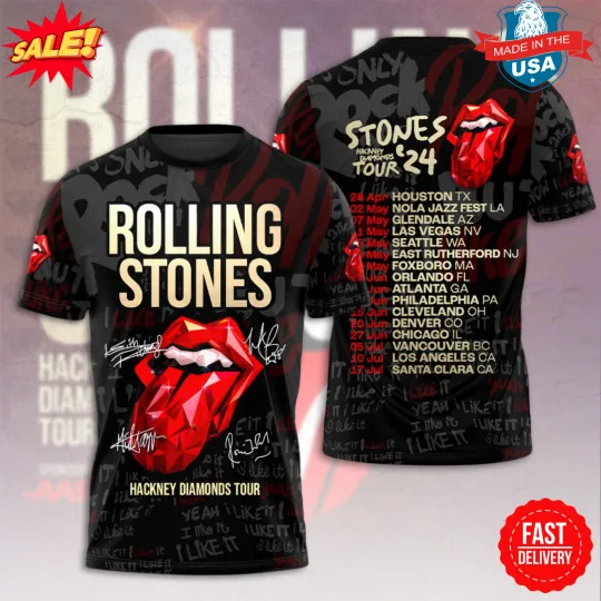 Discover The Rolling Stone Hackney Diamonds Tour 3D Shirt S-5XL