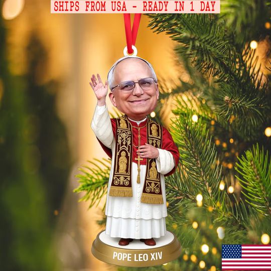 Discover Pope Leo XIV Acrylic Ornament  Funny Catholic Christmas Tree Decoration, Religious Holiday Gift