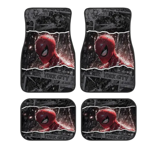 Spider Man Car Floor Mats, Marvel Comic Auto Accessories for Car Interior