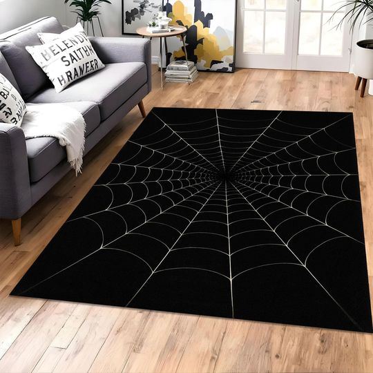 Discover Spiderweb Rug, Black Web Carpet, Gothic Room Mat, Optical Illusion Rug, Halloween Floor Decor, Teen Bedroom Mat, Dark Decor, Web Design Rug