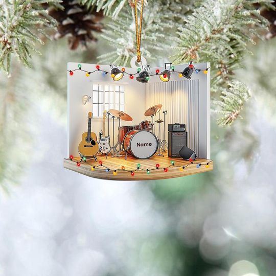 Personalized Music Room Ornament, Music Room Christmas Ornament, Music Studio Hanging Ornament Decor, Musician Ornament Gift